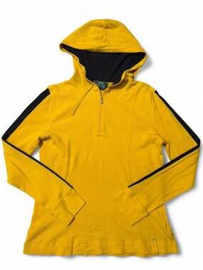 Lauren Active Ralph Lauren Yellow Waffle Knit 1/4 Zip Hoodie